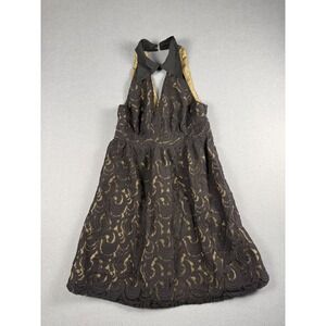 Anna Sui for Target Black Gold Lace Halter Dress Collared Fit Flare Size 3